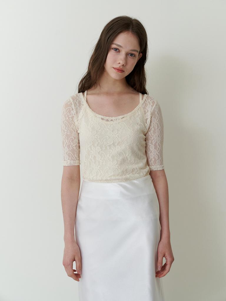 KINDABABY Layered Lace Top - Cream Ivory