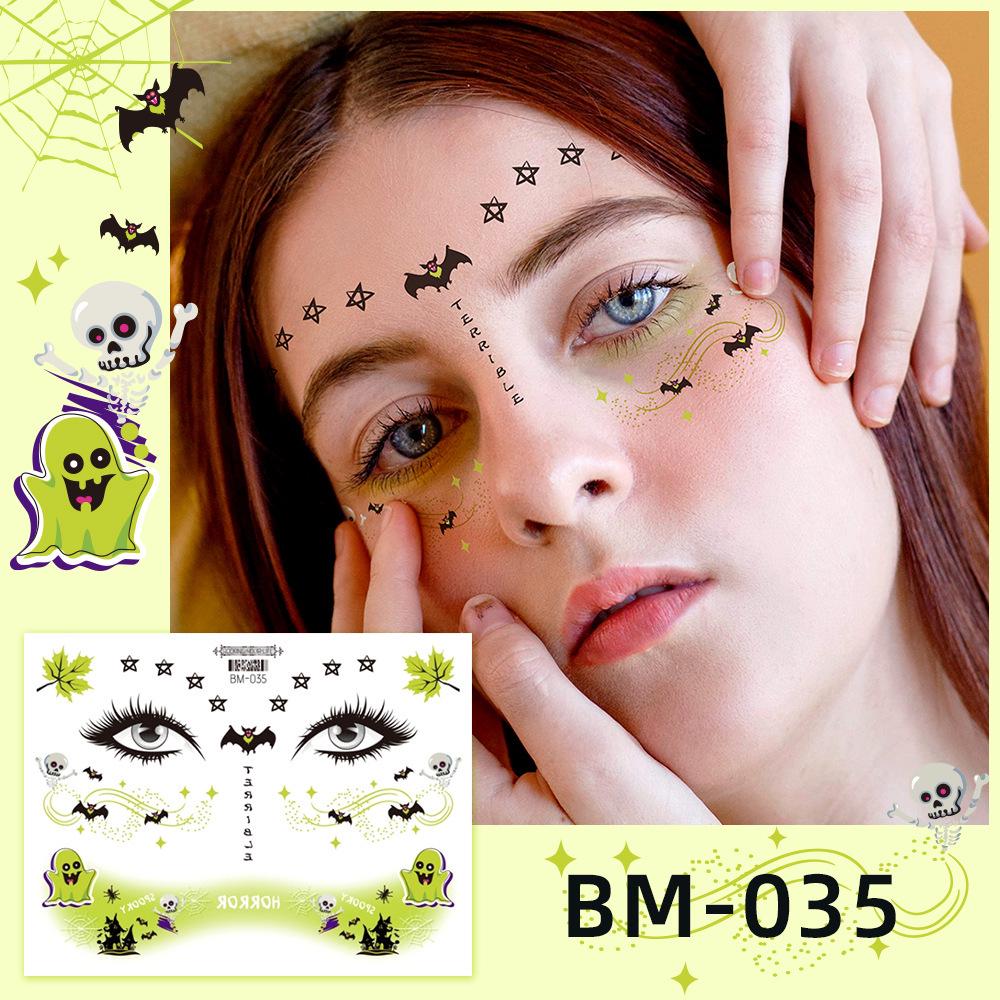 Waterproof Halloween Bat Face Stickers for Kids - Aesthetic Temporary Tattoos