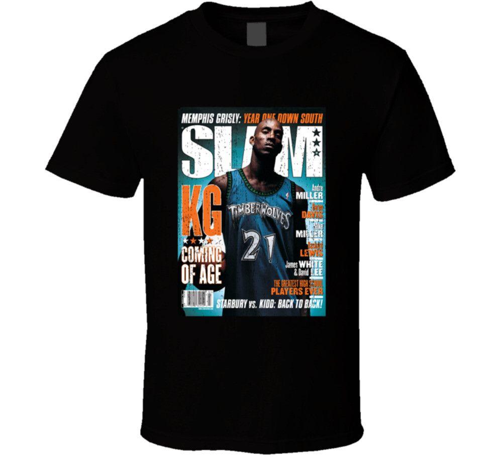 Unisex Shirt Cotton Oversize Large Size Slam Magazine Issue 58 Kevin Garnett Popular Basketball Magazine Grunge Look T S