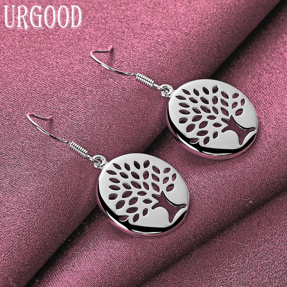925 Sterling Silver Tree Shaped Pendant Earrings Wedding Jewelry