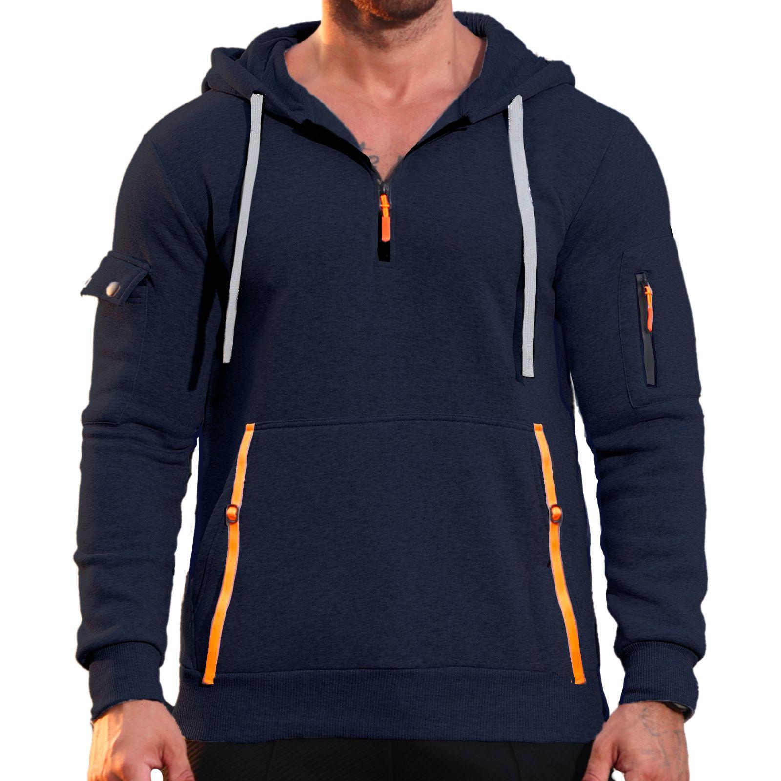 

Весенне-осенний худи пуловер на молнии рубашка американский многокарманный повседневный спортивный мужской XXXL