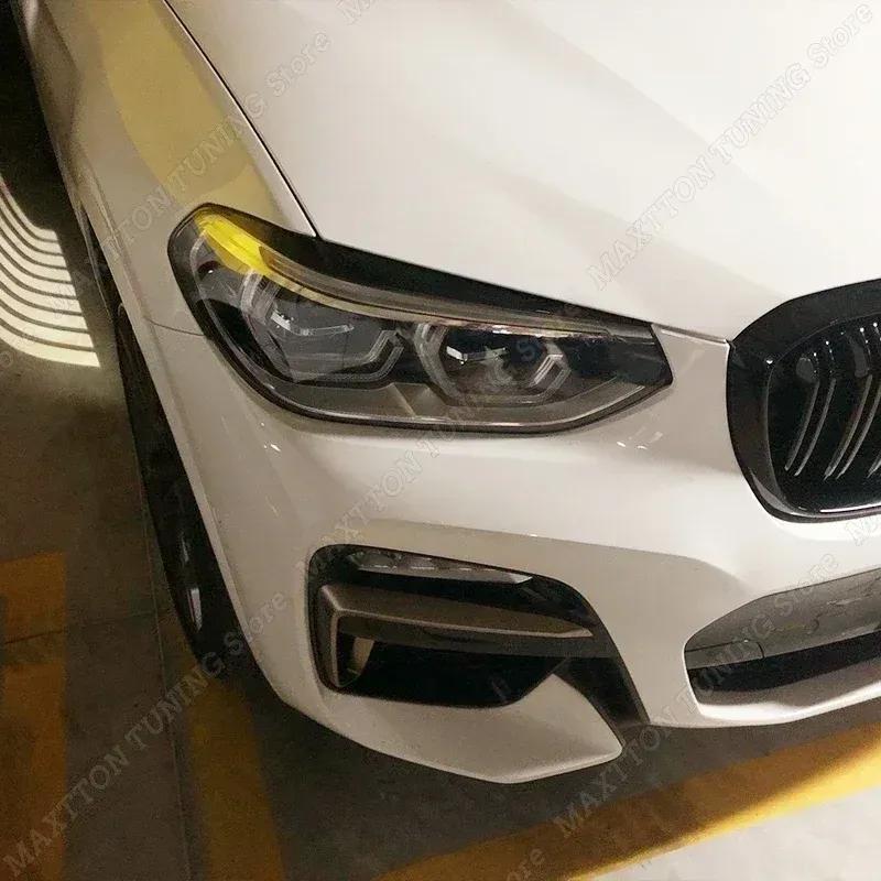 2pcs Headlight Eyelids Eyebrows Car Accessories Gloss Black/Carbon Look For BMW X4 X3 G01 G02 2018     + ABS