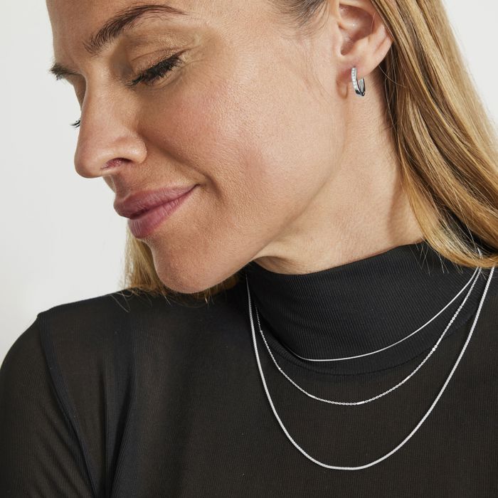 Collier - LUXENTER - Nursis - Argent 925 - Plaqué Rhodium - 42 cm + 3 cm de rallonge