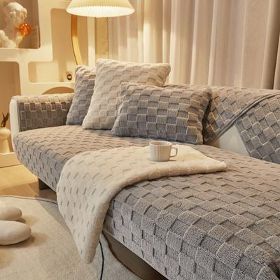 Nordic Sofa Cushion Simple Winter Non-Slip Seat Cushion Universal Backrest Towel Winter Gray Plush Sofa Cover Towel