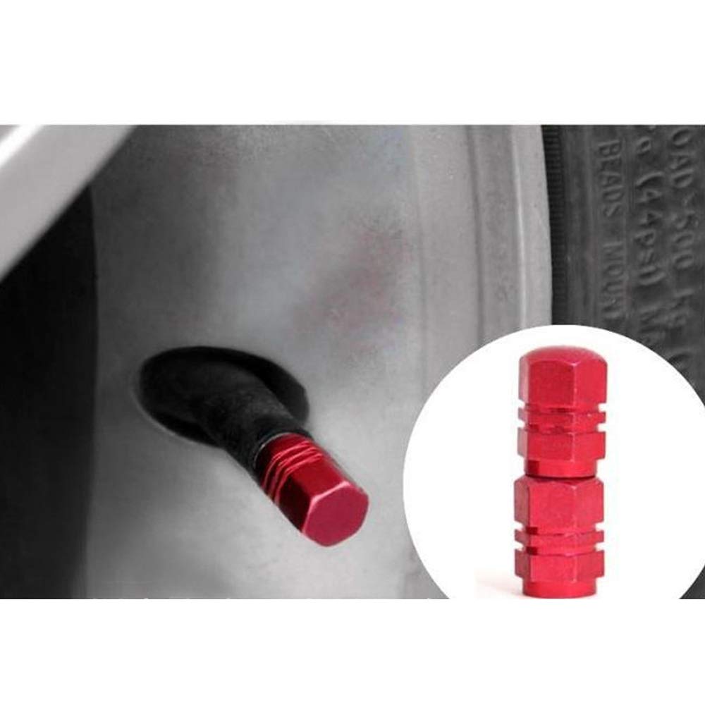 Onior Practical Car Wheel Anti-Theft Tire Valve Caps Aluminum Alloy Valve Caps Set of 4 (Red)
