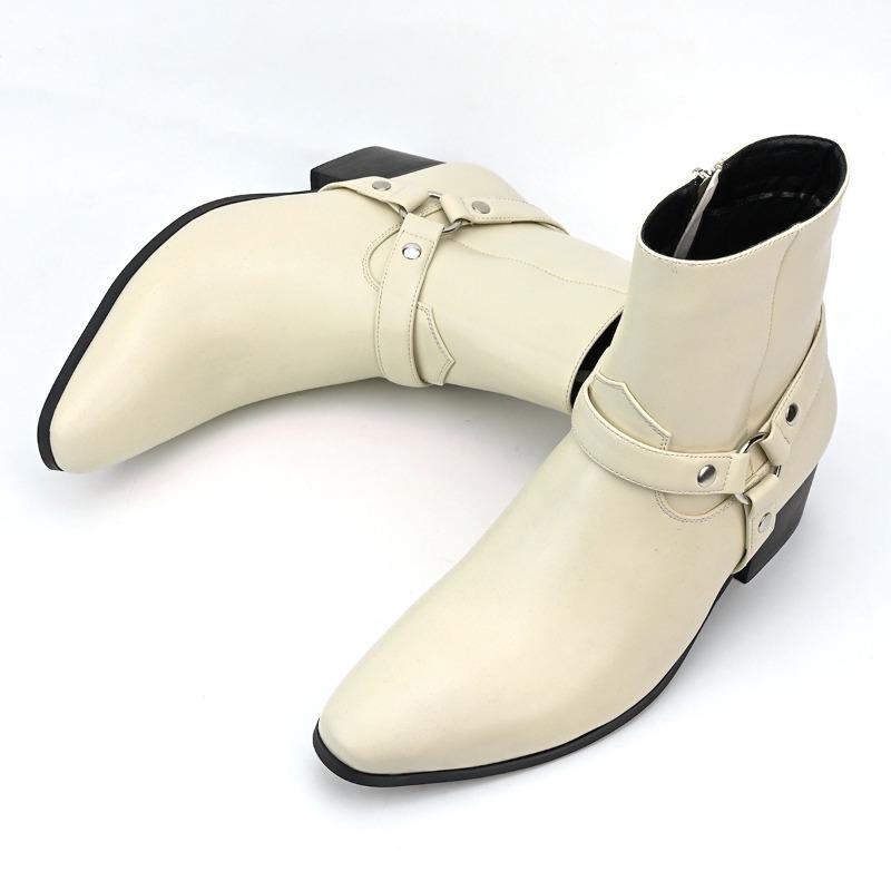 Designer Herrestøvler Klassisk Chelsea Ankelstøvel Mote Høyhælte Business Dress Støvler for Menn Høy Kvalitet Ekte Skinn Støvel