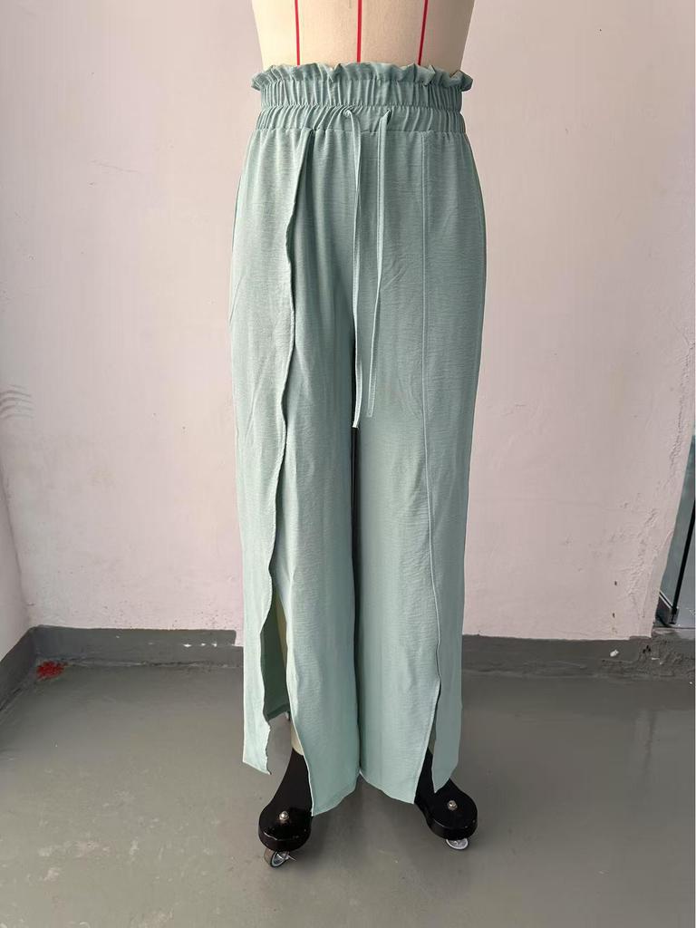 2025 Spring/Summer Elegant High Waist Pleated Wide Leg Pants for Women