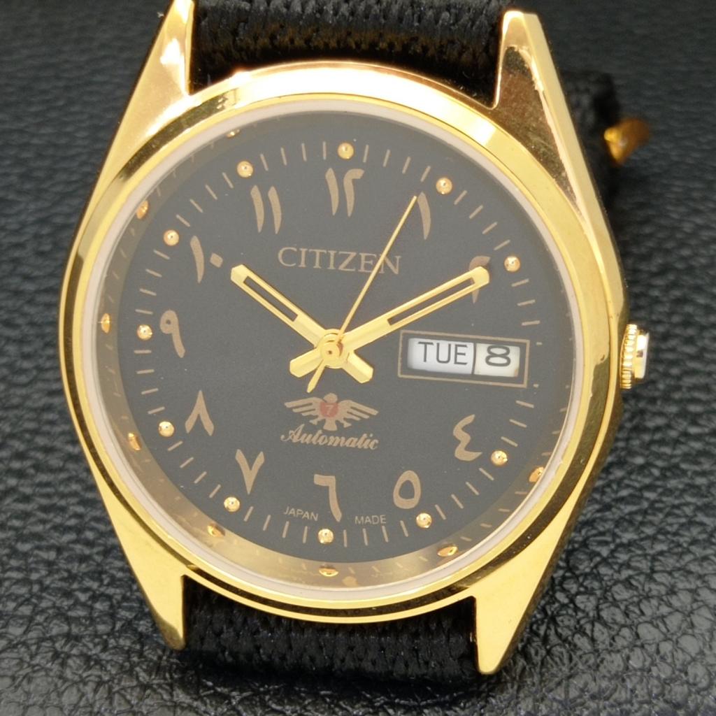 AUTOMATIC VINTAGE REFURBISHED CITIZEN 8200 JAPAN MENS BLACK DIAL WATCH A436311-2 R128-a436311