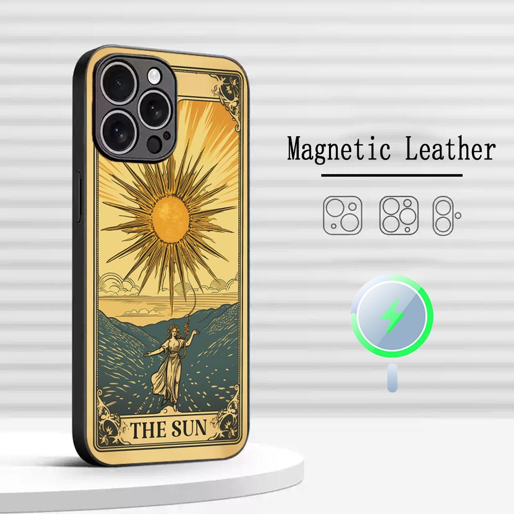Sun Vintage Art Fashion Design Phone Case For iPhone 17 16 15 14 13 12 Plus Pro Max High-end Luxury Magsafe Sheepskin