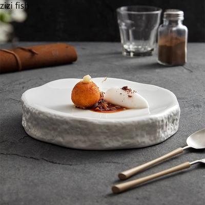 Creative Stone Pattern Ceramic Dinner Plate Irregular Dessert Dish Sushi Plate Molecular Cuisine Display Plate Special Tableware