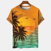 3D Printed Men's Hawaiian Beach T Shirt Summer Casual Short Sleeve Round Neck Tshirts Tops Palm Tree Graphic Tee Shirts