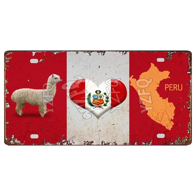 Lima Cusco Placas de Metal Vintage para Viagem Placa de Licença Cartaz Decorativo para Clube Arte de Parede Decoração de Casa 30X15CM DC-1033A