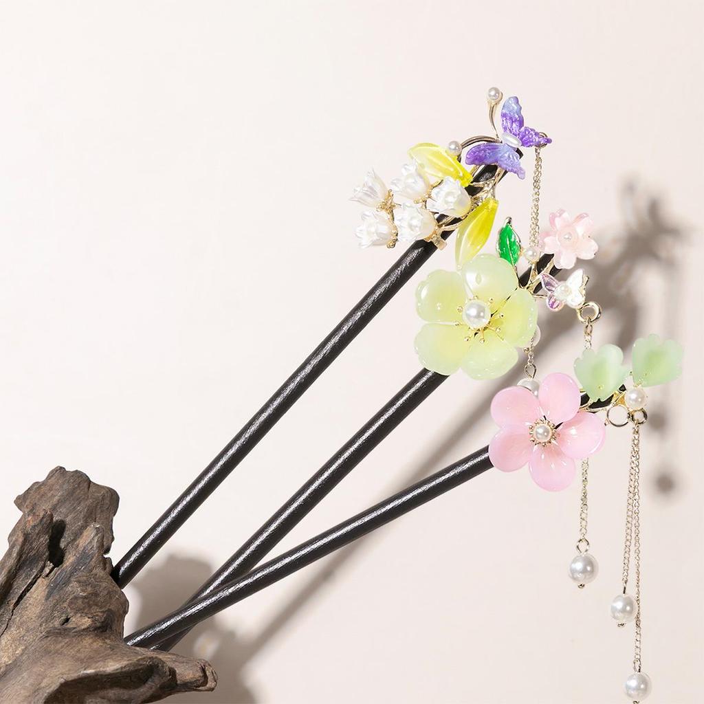 Ancient-Style Wooden Tassel Hairpin for Women - Hanfu Chinese Ornaments & Accessories