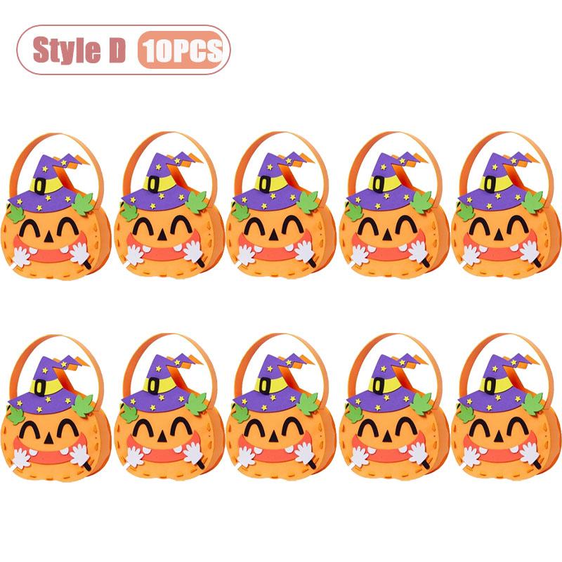 1-10PCS Children Halloween Felt Pumpkin Candy Bag Hand Carry Trick or Treat Gift Tote Party Favor Goodie Sack Cute