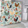 Charming Chicken & Floral Print Waterproof Shower Curtain For Bathroom,Rustic Farmhouse Design High-End Toilet Partition Curtain