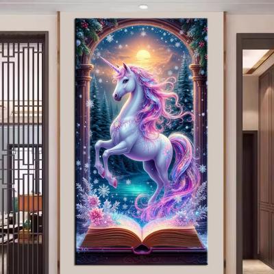 Zestawy do malowania diamentami DIY w dużym rozmiarze, kolorowy fantazyjny jednorożec, 5D, pełna mozaika diamentowa, haft, obraz z dżetów, dekoracja ścienna J3963