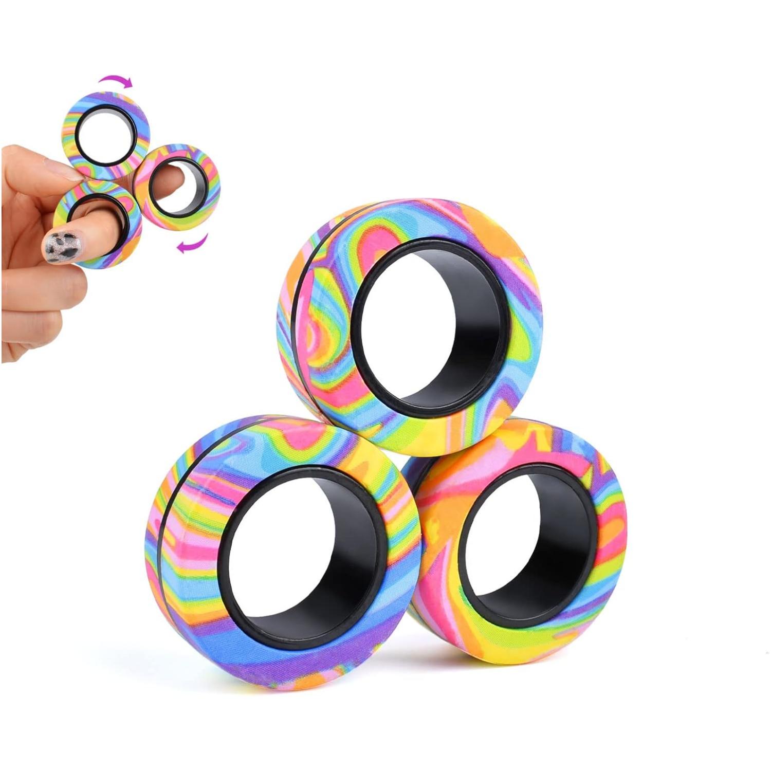 

Magnetic Rings Fidgeting Toy, Stress Magnetic Finger Spinner Coolest Magnet Stress Ease Plaything For Kids Adults Teen Gifts