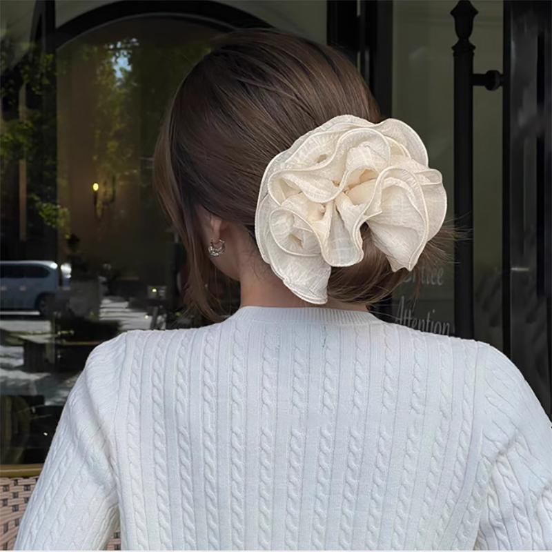 Soft Yarn Large Scrunchies Double Layers Hair Rope Summer Colorful Elastic Hair Band Ponytail Holder Rubber Bands Women Hair Acc