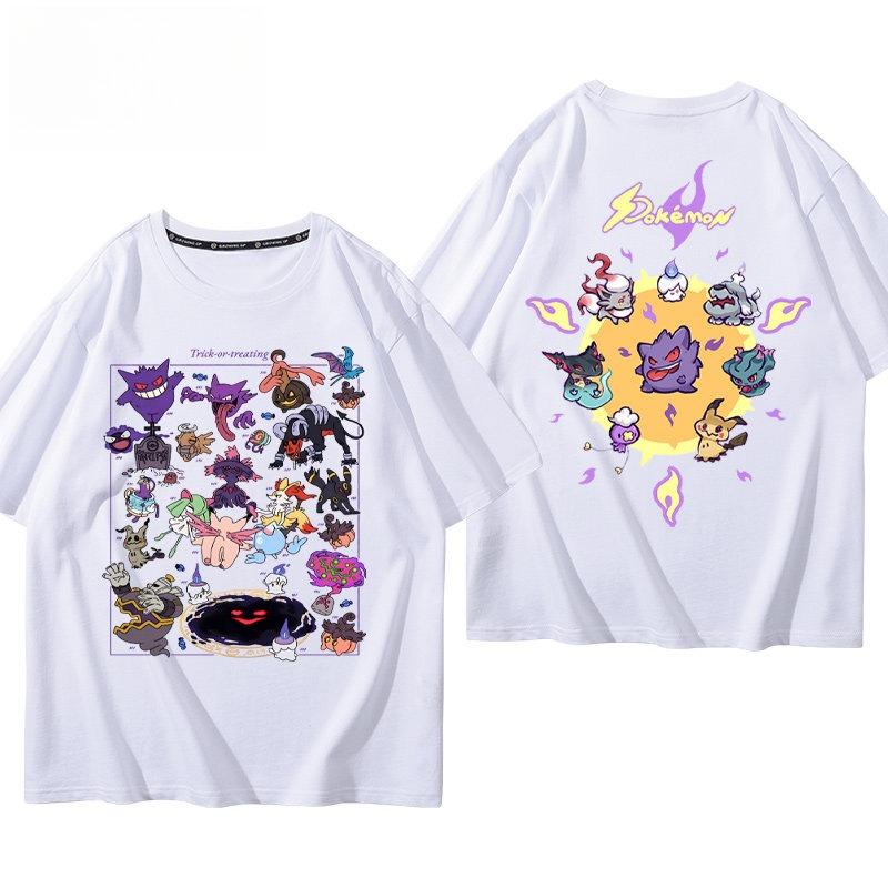Pokémon Gengar Printing Tee 100 Cotton Tshirt Mens 2026 Summer Fashion Oversize Street Casual Y2K Tops Streetwear Clothing