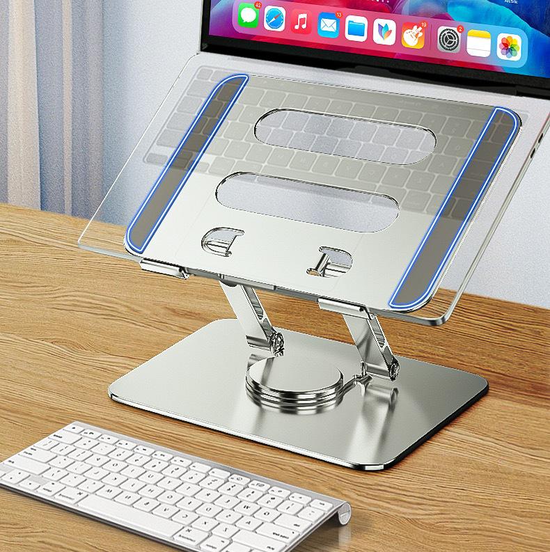 Aluminum Alloy Rotating Laptop Stand with Heat Dissipation, Folding and Height Adjustable.