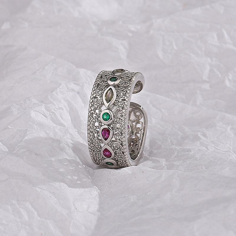 

Foxanry разноцветное кольцо с цирконом для женщин, элегантное винтажное индивидуальное ювелирное изделие на юбилей, подарки, оптовая продажа 17mm серебряный