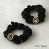 VINGTAINE Beaded Scrunchie Hair Perfect for Office Tie, Updos, Wear, Elegant, Women's, H7916-GRAY