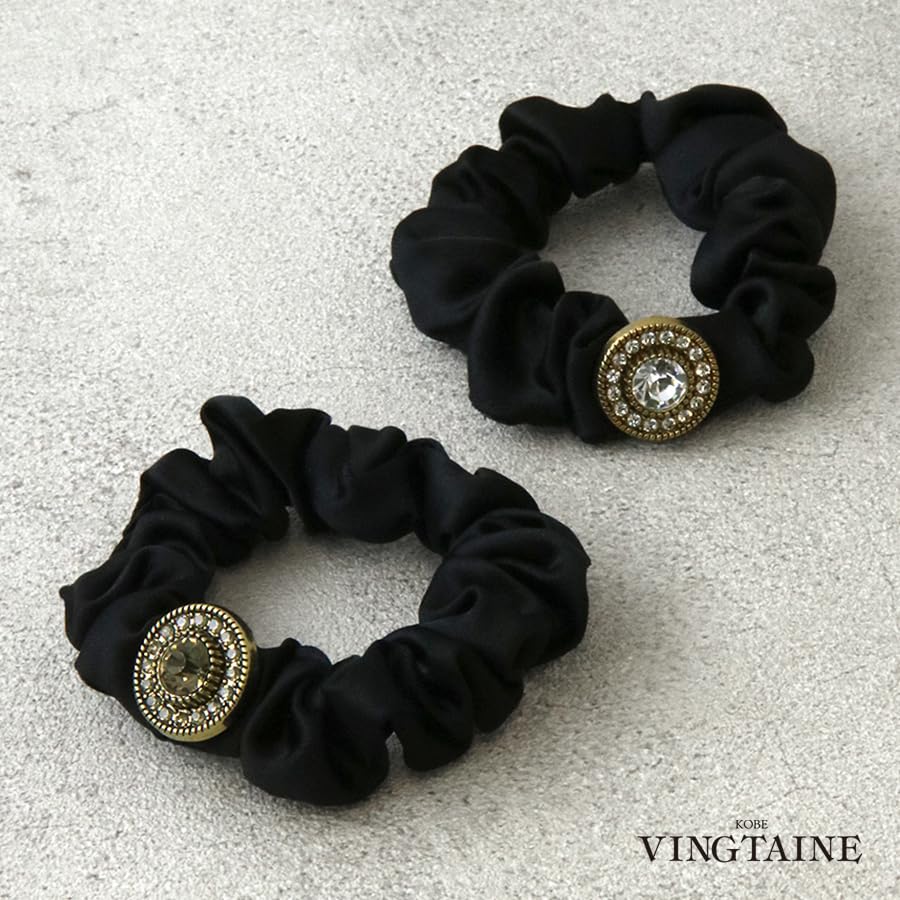 VINGTAINE Beaded Scrunchie Hair Perfect for Office Tie, Updos, Wear, Elegant, Women's, H7916-GRAY