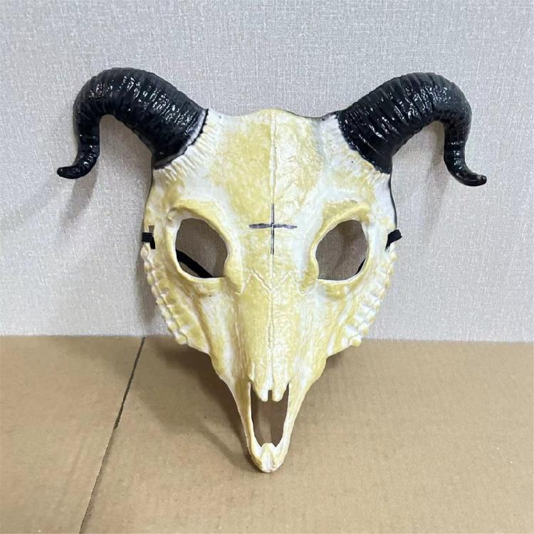 Halloween Goat Cosplay Mask, Goat Head Skeleton Mask for Halloween Party