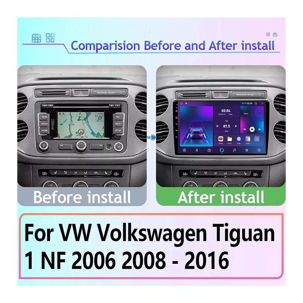 Android Car Radio For Volkswagen Tiguan 1 NF 2006 -2016 Multimedia Player Head Unit Stereo GPS Navigation BT WIFI 1+16GB
