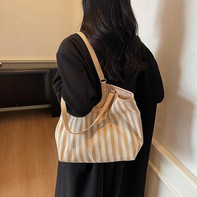 Vintage Handbag Striped Bag Women's Large Capacity Shoulder Bag