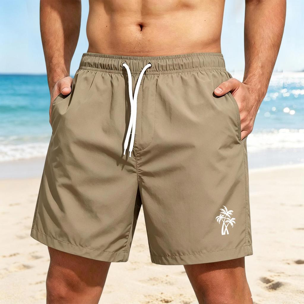 Men's Quick-Dry Hawaiian Print Beach Shorts for Summer Vacation