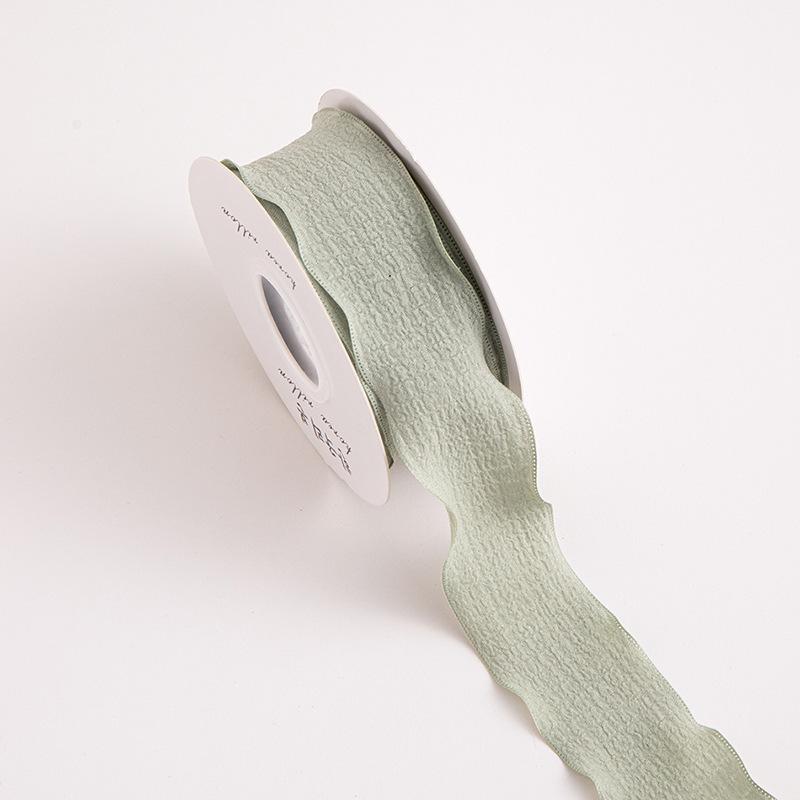 1roll Boho Chic Pleated Ribbon with Lotus Leaf Edge Fabric Gift Wrap Tie for Holiday Decorations, Perfect for Christmas