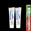 Sensodyne Fresh Mint Anti-Cavity & Sensitivity Toothpaste Twin Pack with Toothbrush