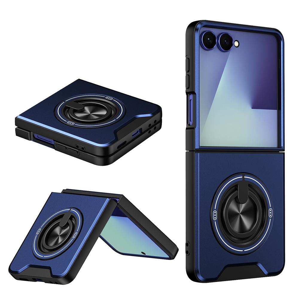 KEYSION Magnetic Phone Case for Samsung Z Flip 8 7 FE 6 5 Silicone+PC 360°Ring Stand Shockproof Cover for Galaxy Z Flip 5 6 7 8