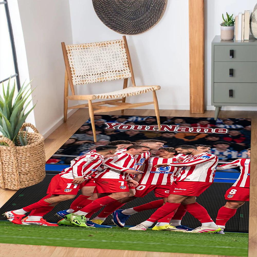 Atletico Madrid Personalized Text Carpet Design for Dining Room Hallway Outdoor Playrooms Antislip Carpet Anime Office Decor Best for Christmas
