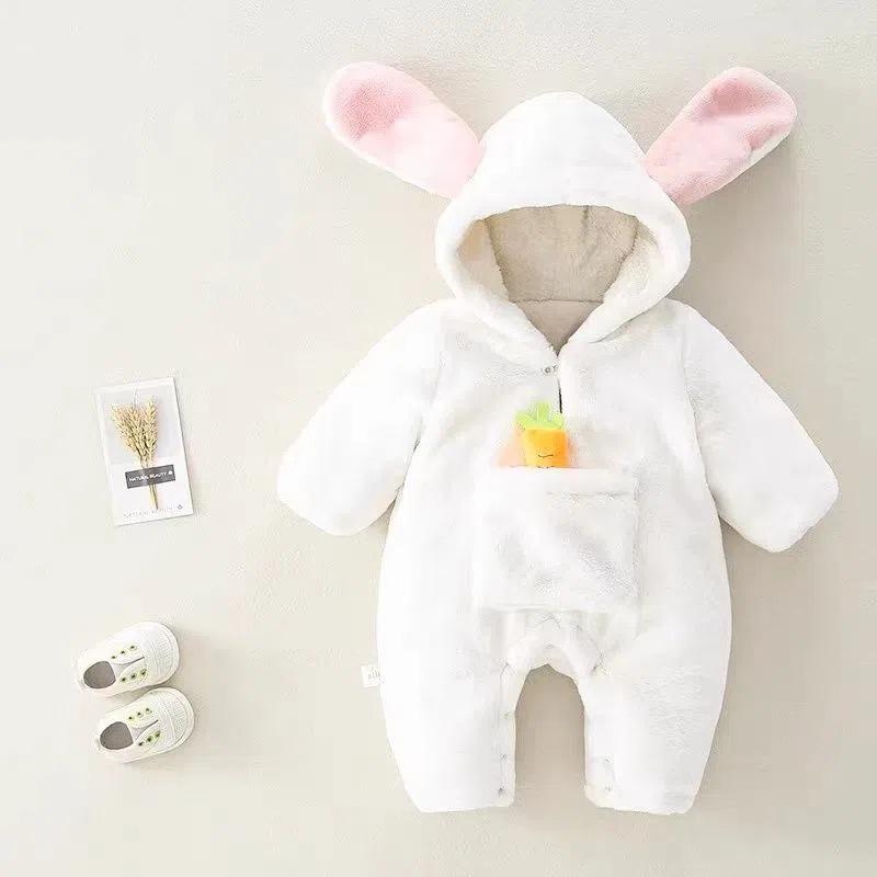 

Осенне-зимний ромпер для новорожденной девочки на флисовой подкладке: Милый теплый комбинезон для прогулок и ползания дома 80cm