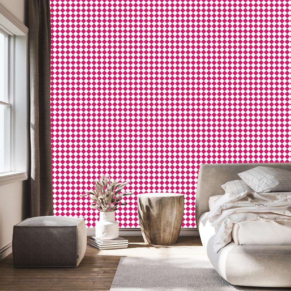 Geometric Diamonds Wallpaper, Powder Pink, Fine Detail, 50x1000