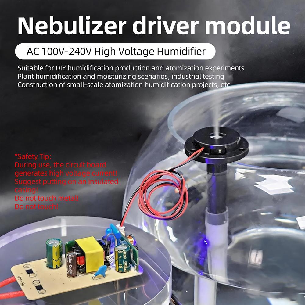 AC 100-240V Atomizer Module High Pressure Humidifier DIY 108KHZ Wide Voltage Single Spray for Plants Hydration Experiment