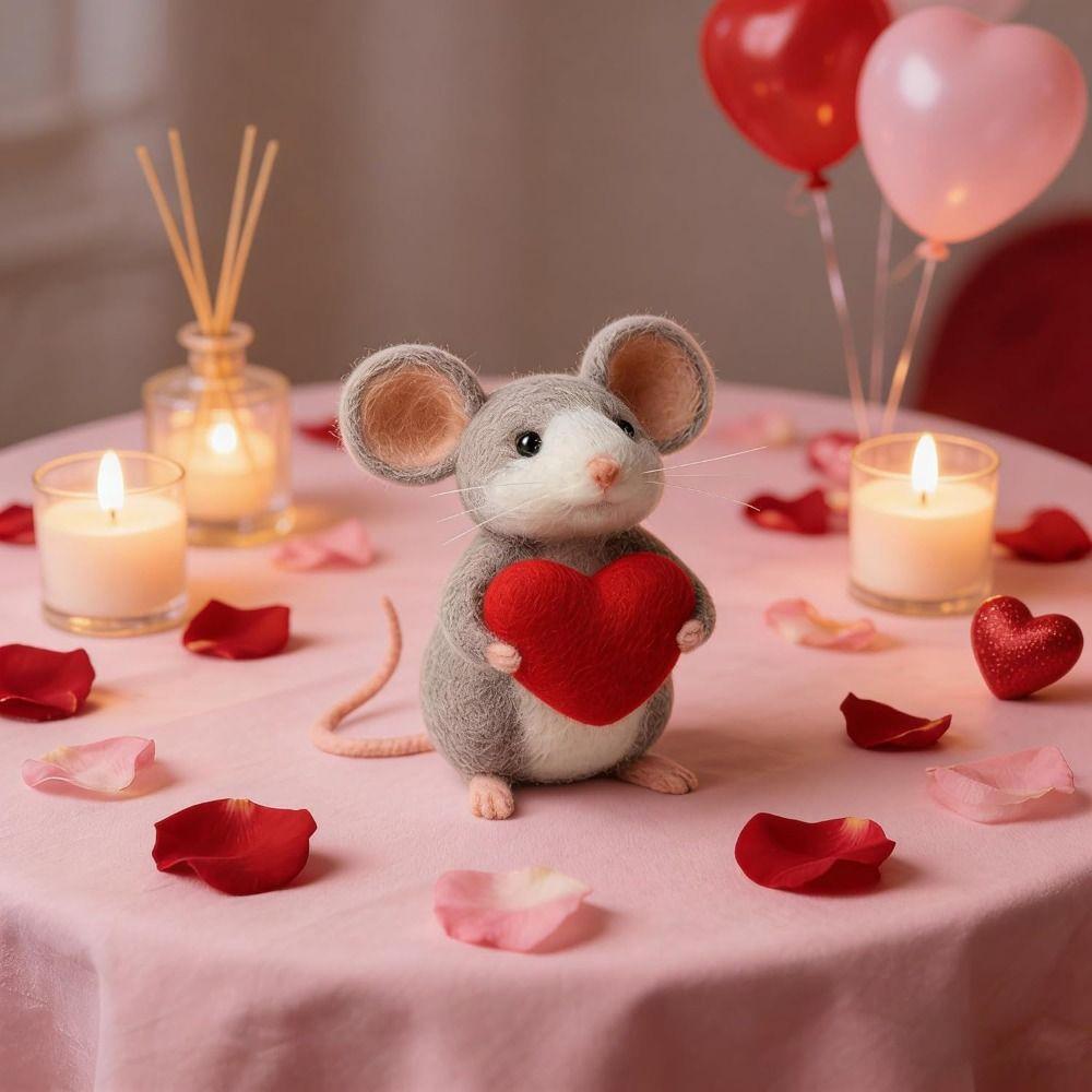 Craft Needle Felting Supply Needle Felted Mouse Handmade Figurine Gifts Mouse Collectible Cute Mouse Felt Mice Ornaments