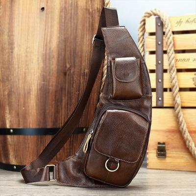 Vintage Torba na klatkę piersiową z prawdziwej skóry dla mężczyzn Premium Casual Męska Torba na jedno ramię Crossbody z warstwą wierzchnią ze skóry bydlęcej Torba na klatkę piersiową w kształcie półksiężyca
