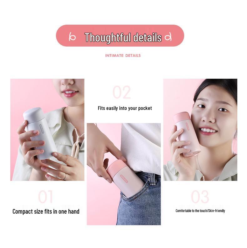 Stylish Mini Insulated Cup for Girls - Portable Pocket Size with Tea Infuser, Leak-Proof 304 Stainless Steel.