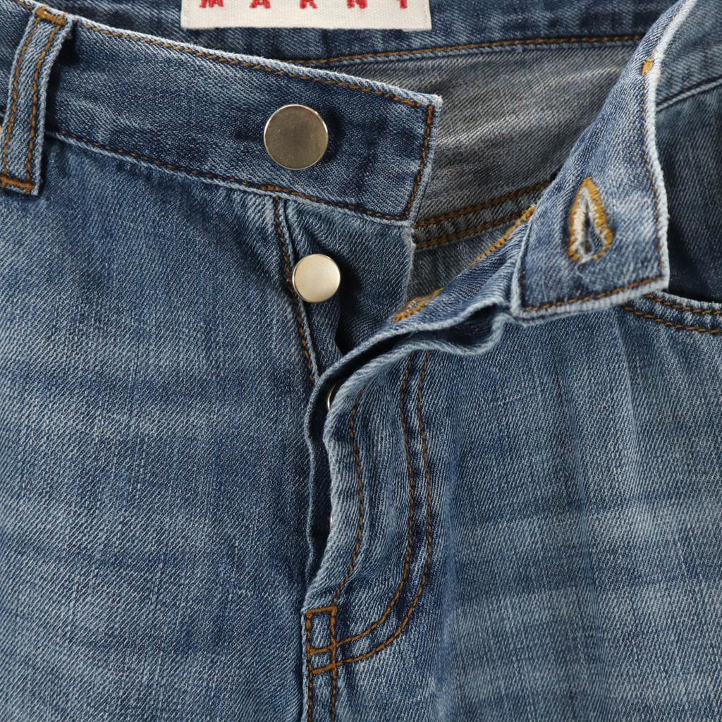 Marni Made In Italy Linen Blend Cropped Denim Pants W25 Wash Blue Jeans Women Used