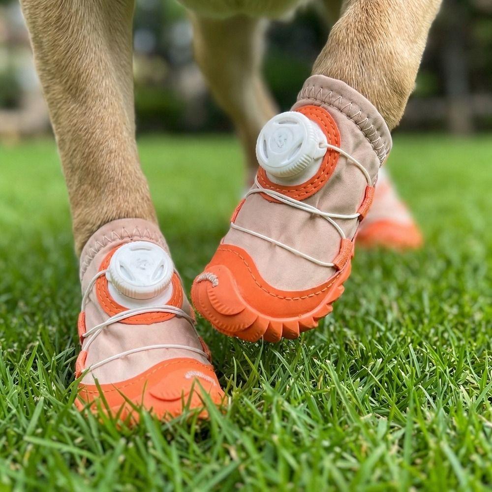 4PCS Anti-Slip Pet Mesh Boots Adjustable Pet Paw Protector Wear-resistant Dog Sneakers Rainy Days