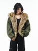 Unisex Retro Faux Fur-Lined Mountain Eagle Hooded Cotton Jacket