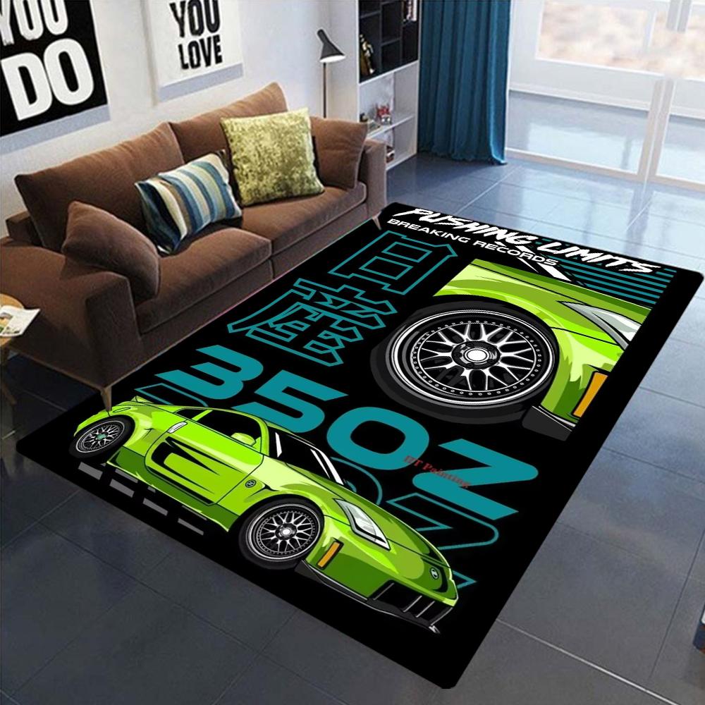 Luxury Retro J-JDM Inspired Car Theme Rug Living Room Bedroom Floor Mat Stylish Sofa Carpet Gaming Room Decor NonSlip Floor Mat