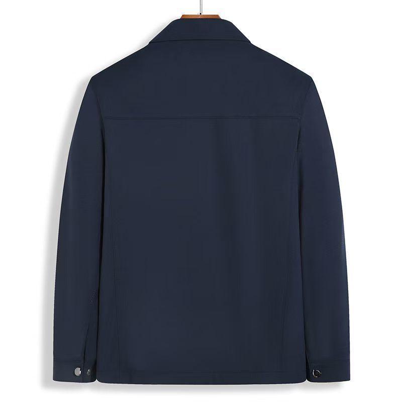 Men's Jacket Spring and Autumn Lapel Business Jacket Solid Color Loose Jacket