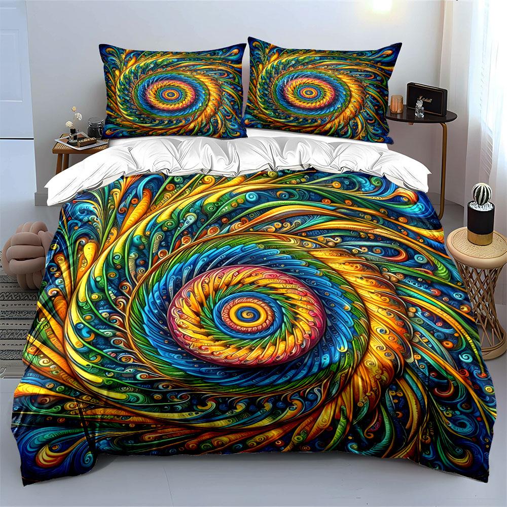 Colorful Swirl Art Set Soft Comfortable Duvet Cover Bedding Set Included 1*Duvet Cover & 2*Pillowcases, Gift
