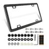 100% Real Black Carbon Fiber License Plate Frame Silm 4 Holes With Screws Caps Complies With US Canadian Mexico Standards License Plate Covers Frames