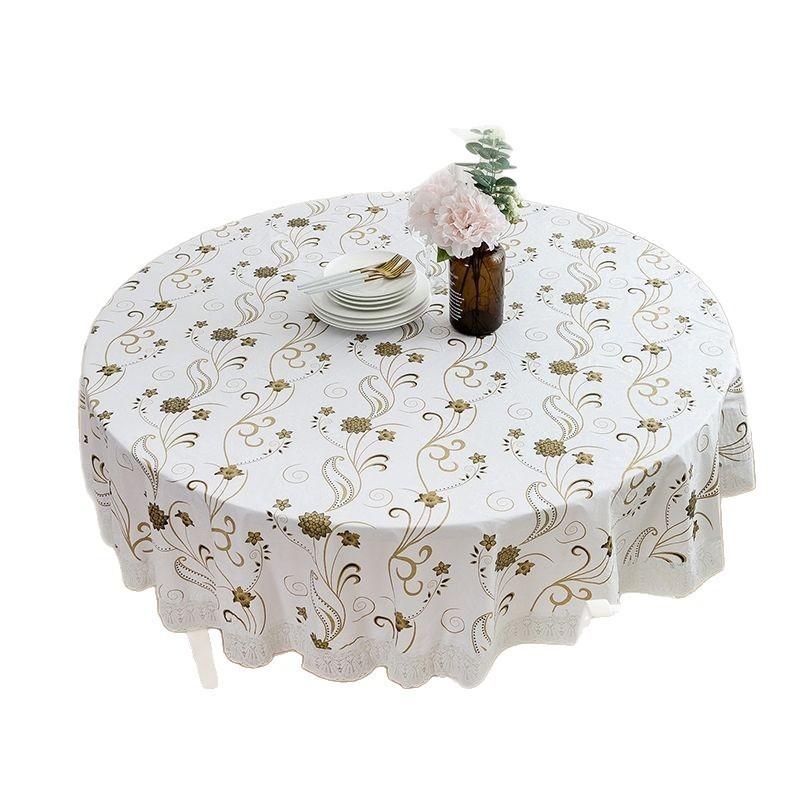 Large Round Dining Table Cloth Waterproof, Oil-Proof And Anti-Scalding Leave-In Coffee Table Tablecloth Household Living Room Hotel Thickened