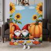 Cozy Autumn Gnome Flannel Throw Blanket - Soft And Warm with Pumpkin And Sunflower Print, Ideal for Couch, Bed, Office & Travel, Perfect Fall Gift for